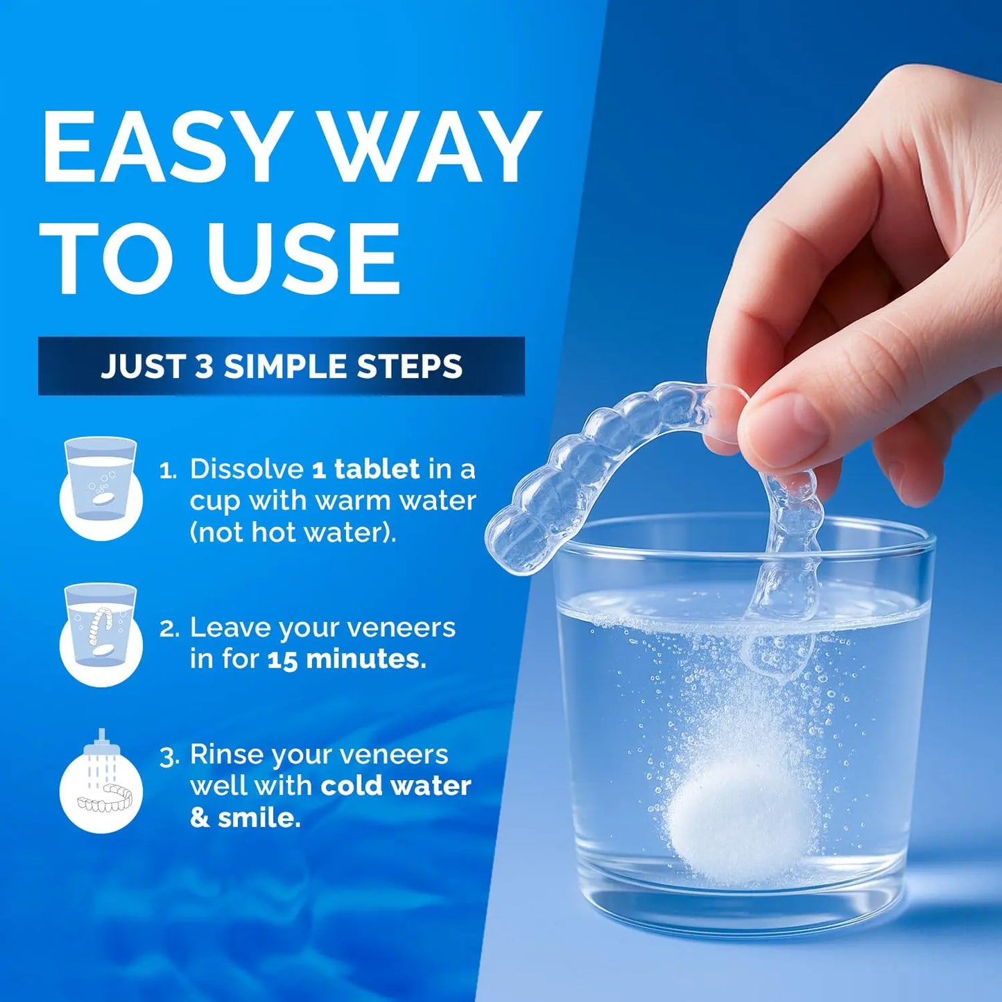 Retainer Cleaner Tablets for Invisalign Approved for Ultrasonic Cleaners - Denture Cleaning Tablets for Aligners, Night Guard, Mouth Guard - Denture Cleaner Tablets 4-Month Supply
