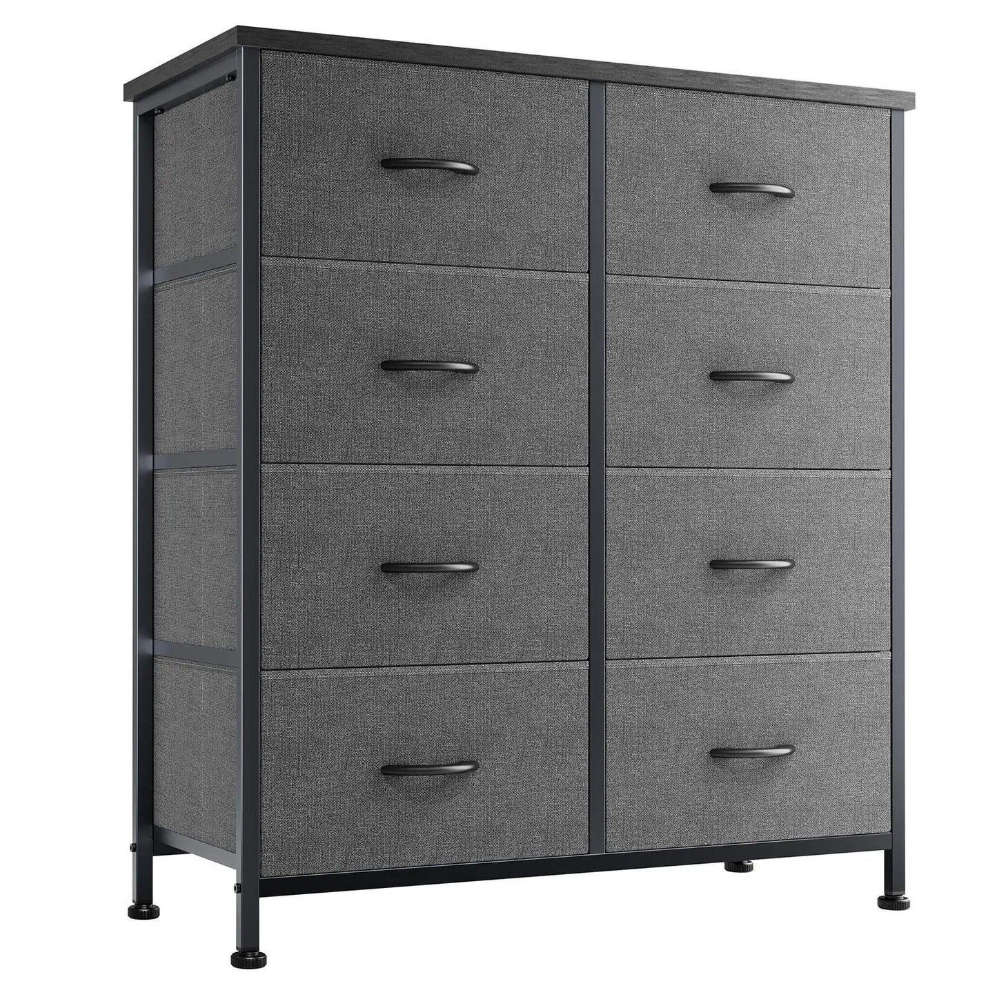 8 Drawers Dresser Organizer Storage Drawers Fabric Storage Tower, Chest of Drawers with Fabric Bins, Steel Frame, Wooden Top