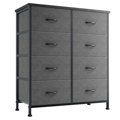 8 Drawers Dresser Organizer Storage Drawers Fabric Storage Tower, Chest of Drawers with Fabric Bins, Steel Frame, Wooden Top