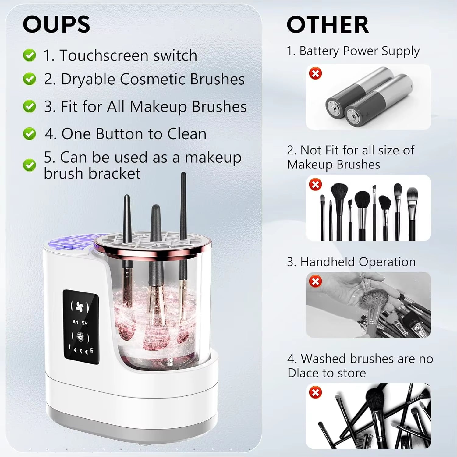 3 in 1 Electric Makeup Brush Cleaner Machine with Makeup Brush Dryer for All Size Beauty Makeup Brush Cosmetic Tools Fast Drying