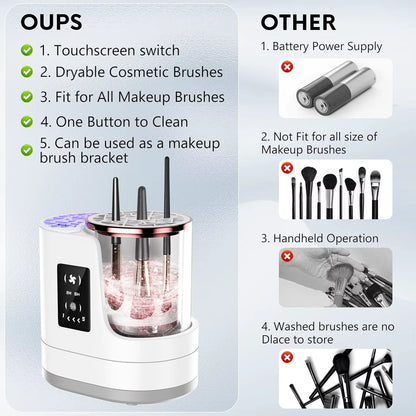 3 in 1 Electric Makeup Brush Cleaner Machine with Makeup Brush Dryer for All Size Beauty Makeup Brush Cosmetic Tools Fast Drying