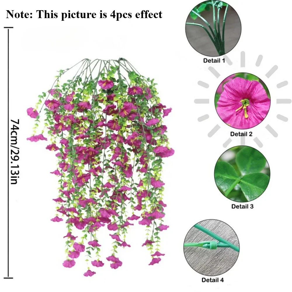 Artificial Flower New Artificial Hanging Flowers and Plants Easter Decoration 2025 Uv-Resistant and Realistic Room Decor Wedding