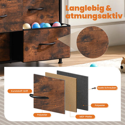 8 Drawers Dresser Organizer Storage Drawers Fabric Storage Tower, Chest of Drawers with Fabric Bins, Steel Frame, Wooden Top