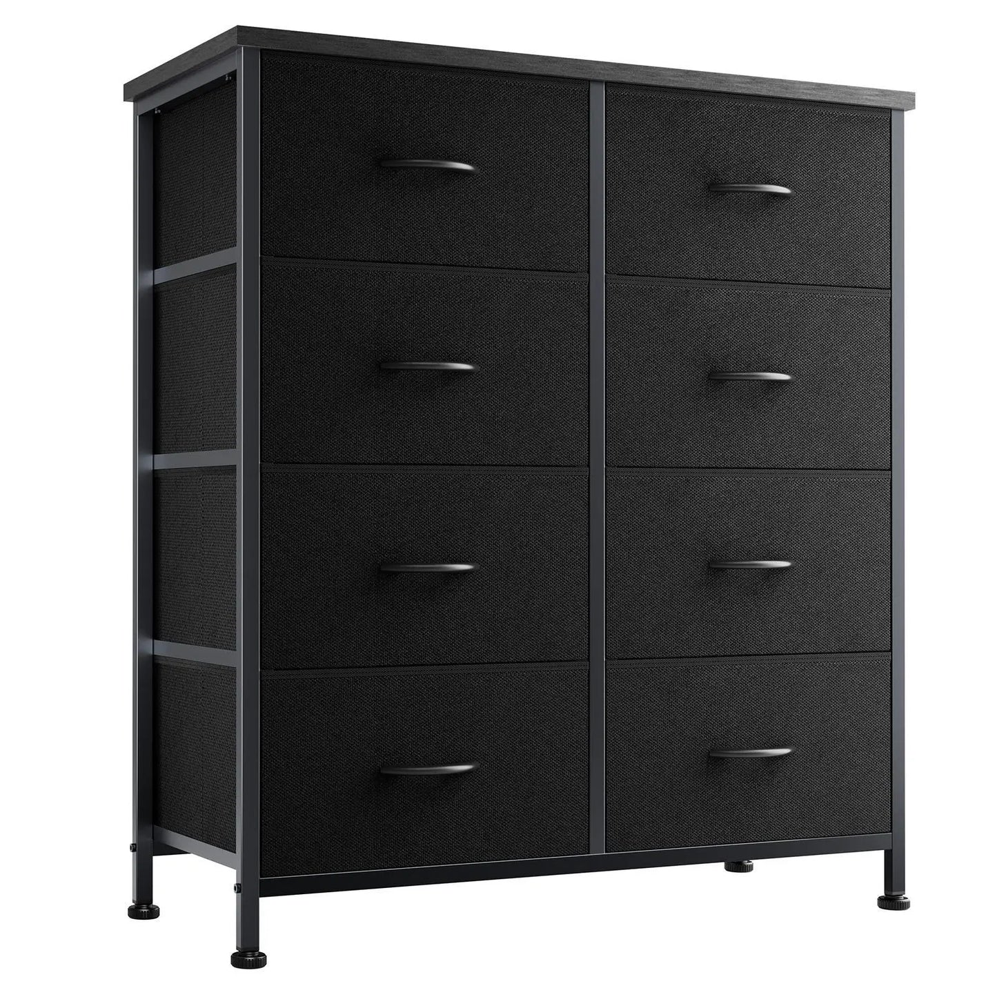 8 Drawers Dresser Organizer Storage Drawers Fabric Storage Tower, Chest of Drawers with Fabric Bins, Steel Frame, Wooden Top
