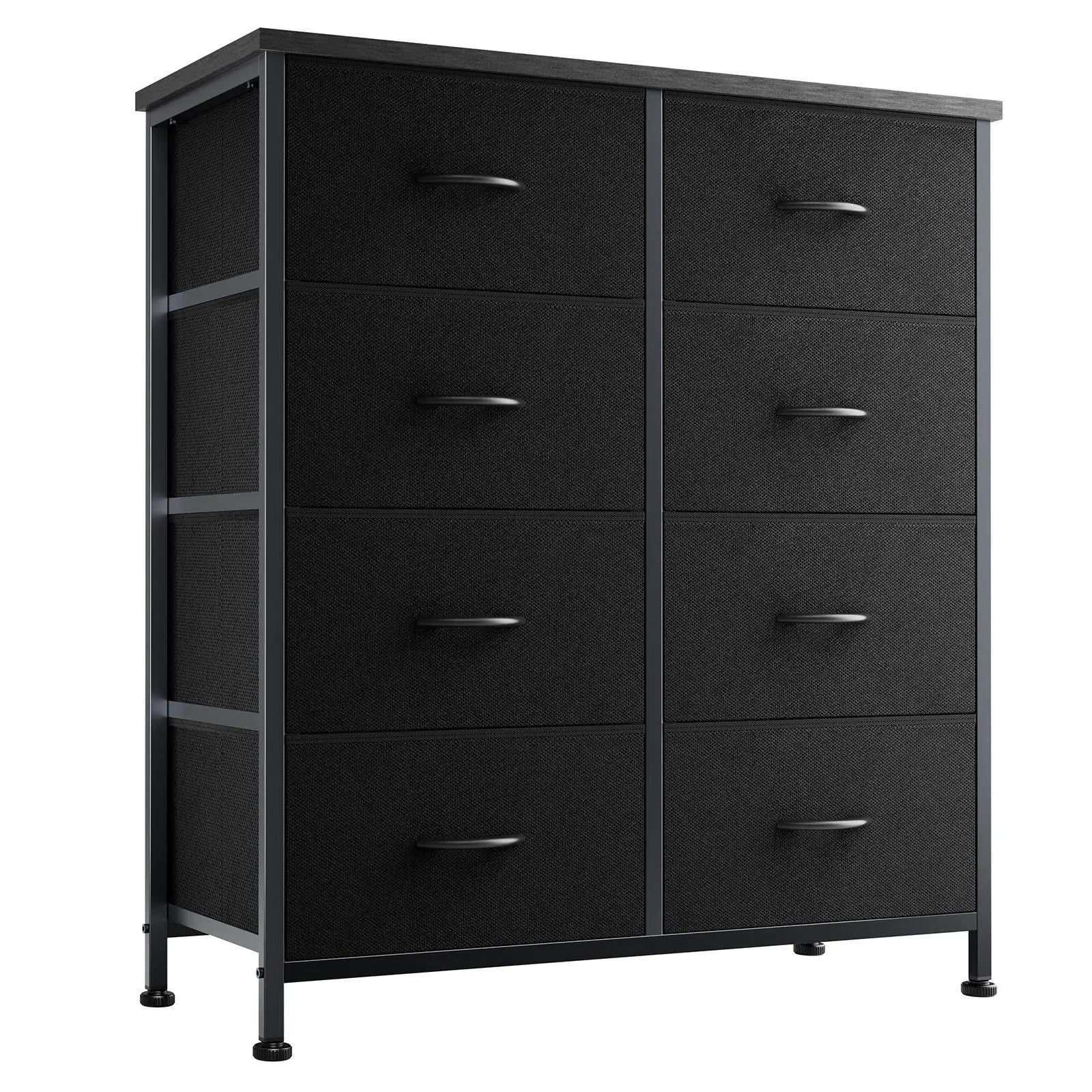 8 Drawers Dresser Organizer Storage Drawers Fabric Storage Tower, Chest of Drawers with Fabric Bins, Steel Frame, Wooden Top