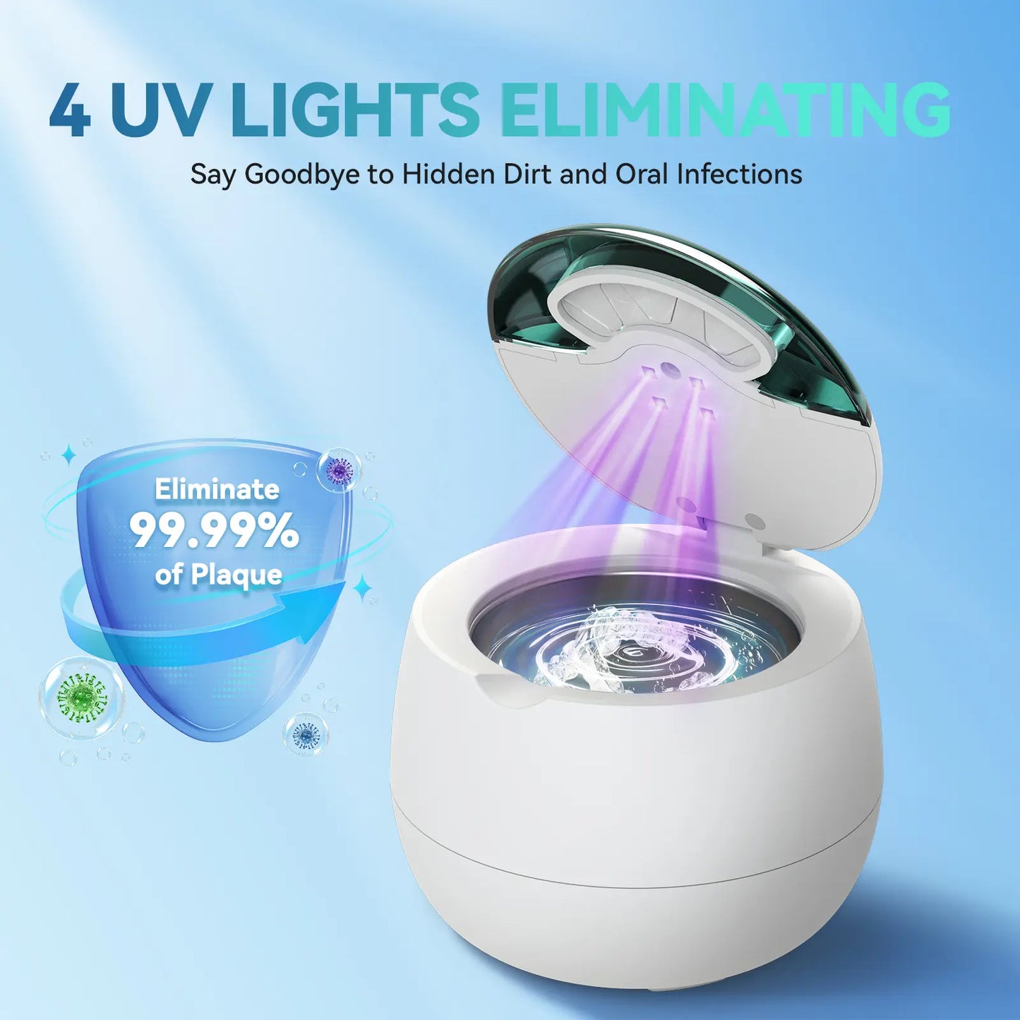 Dental Ultrasonic Retainer Cleaner Machine - 45Khz Retainer Cleaner Machine with 200ML Dental Pod, 9 Modes Ultrasonic Cleaner for Denture, Mouth Guard Clenching, Aligner, Braces, Toothbrush, Jewelry